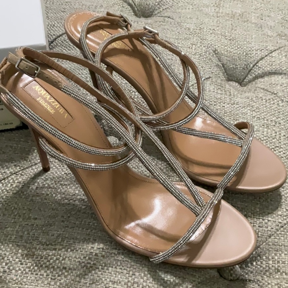 Aquazzura Beige Bling heels